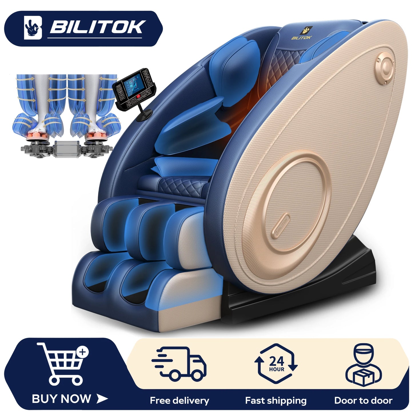 Full Body Massage Chair with Heating, Massage Chair Recliner with Zero Gravity, Bluetooth Speaker, Airbags, Foot Roller