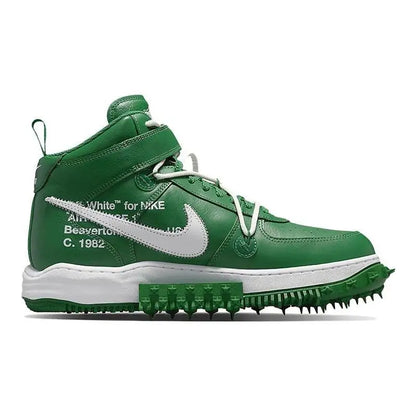 Nike Off-white X Air Force 1 Mid Sp Leather 'pine Green' Sneakers Shoes Dr0500-300 With Original Box