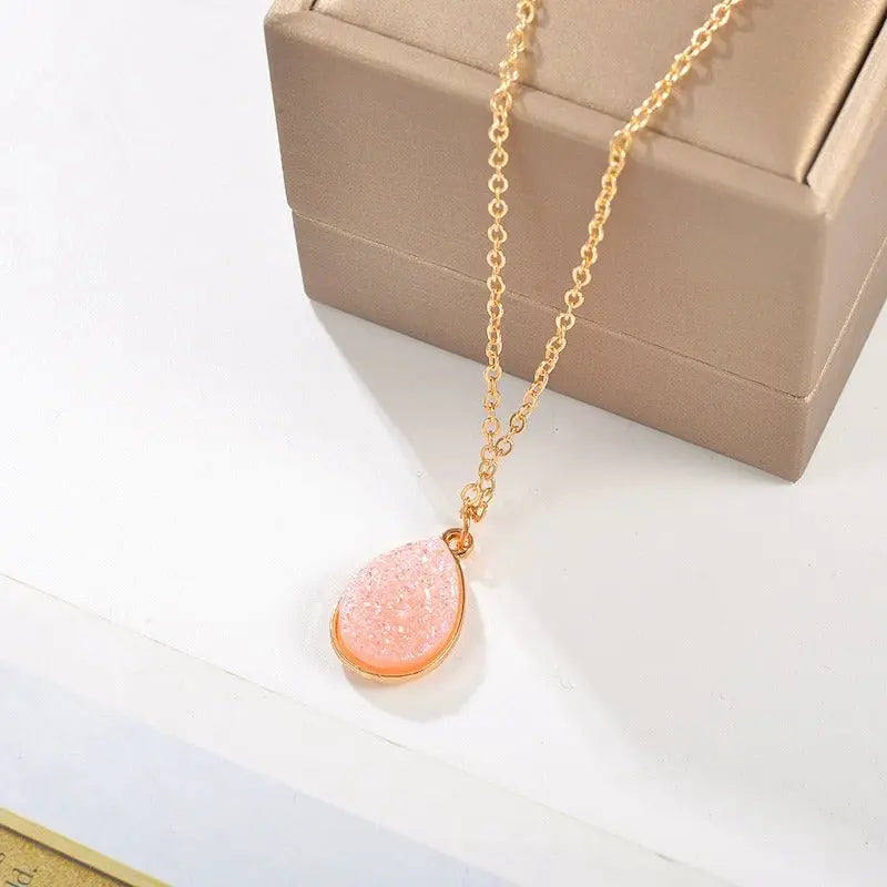 Simple Water Drop Sweet Crystal Cluster Necklace - GimmeWarehouse