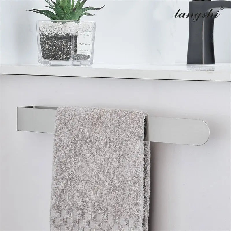 Stainless Steel Bathroom Single Rod Towel Rack Punch Free Towel Rack - GimmeWarehouse