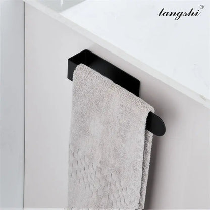 Stainless Steel Bathroom Single Rod Towel Rack Punch Free Towel Rack - GimmeWarehouse