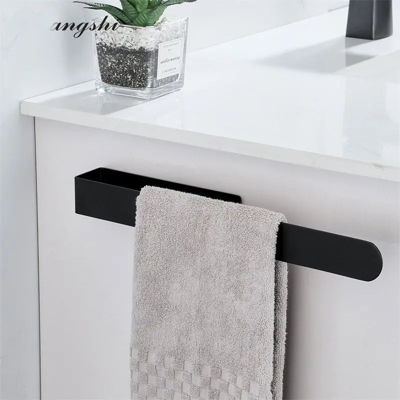 Stainless Steel Bathroom Single Rod Towel Rack Punch Free Towel Rack - GimmeWarehouse