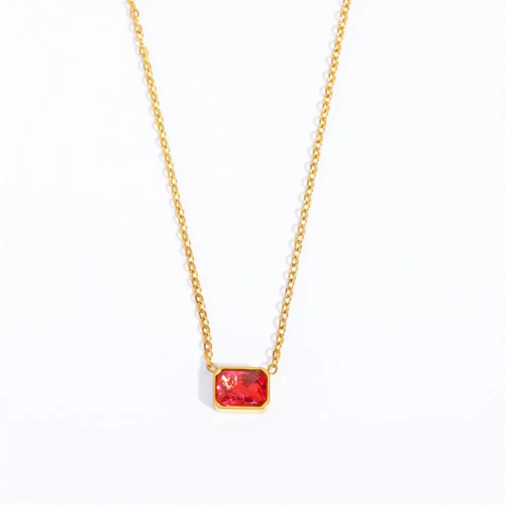 Stainless Steel Square Three-Color Pendant Necklace Electroplated 18K Real Gold - GimmeWarehouse