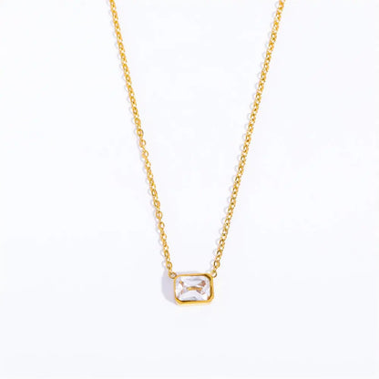 Stainless Steel Square Three-Color Pendant Necklace Electroplated 18K Real Gold - GimmeWarehouse