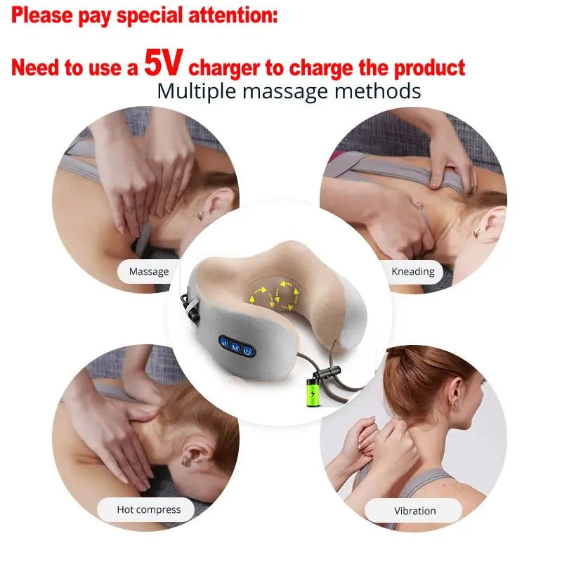 U-Shaped Portable Electric Neck Massager Pillow - GimmeWarehouse