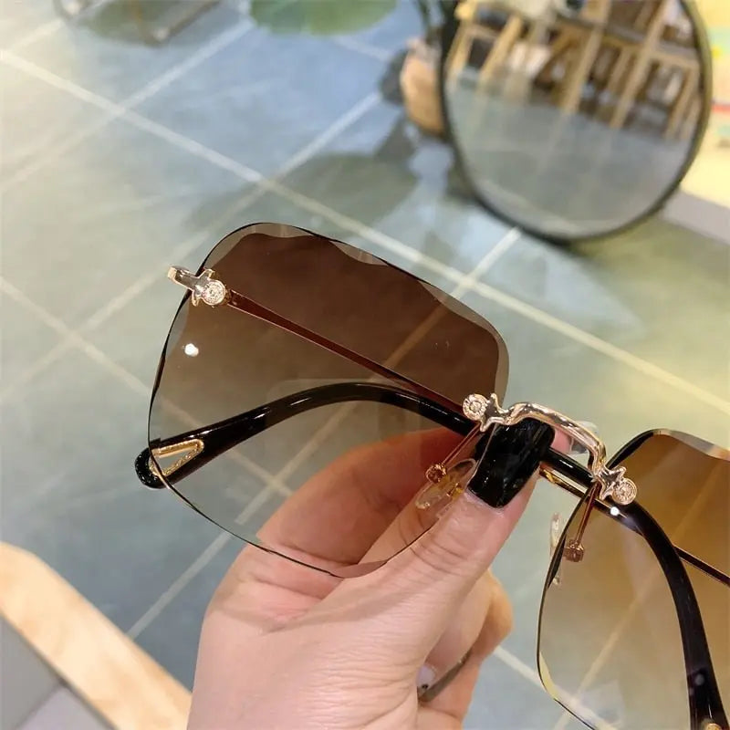 Vintage Clip Frameless UV Sunglasses - GimmeWarehouse