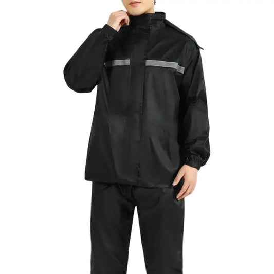 Waterproof Breathable Reflective Hood Rain Jacket And Rain Pants For Adults - GimmeWarehouse