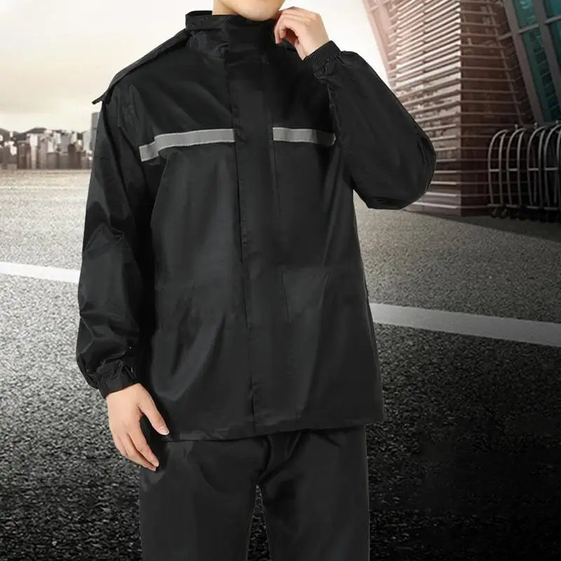 Waterproof Breathable Reflective Hood Rain Jacket And Rain Pants For Adults - GimmeWarehouse