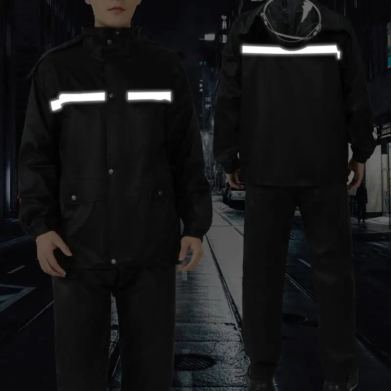 Waterproof Breathable Reflective Hood Rain Jacket And Rain Pants For Adults - GimmeWarehouse