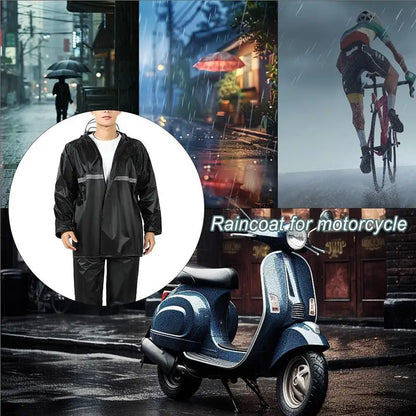 Waterproof Breathable Reflective Hood Rain Jacket And Rain Pants For Adults - GimmeWarehouse