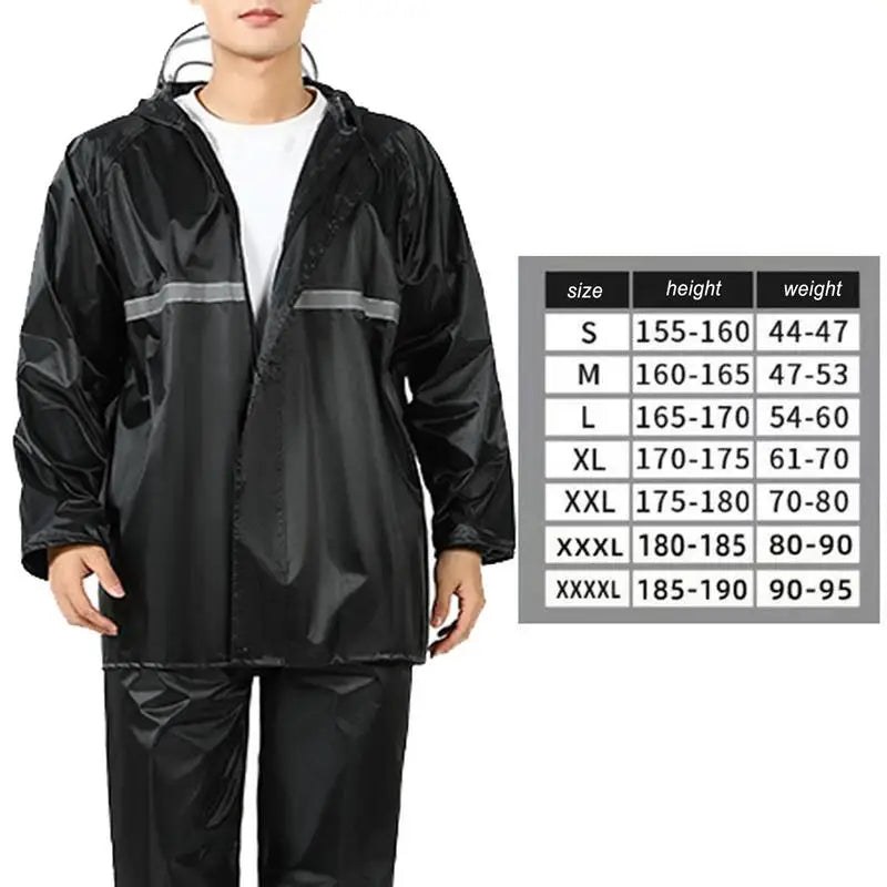 Waterproof Breathable Reflective Hood Rain Jacket And Rain Pants For Adults - GimmeWarehouse