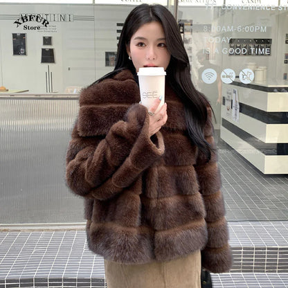 Winter Coats Woman 2024 Ins Hot Fashion Girls Fluffy Jacket Faux Fur Coat Women Thick Warm Outerwear Fluffy Faux Mink Fur Jacket - GimmeWarehouse