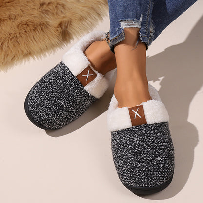 Winter Plush Slippers Fashion Thick Bottom Warm House Shoes For Women Men Indoor Bedroom Floor Slipper - GimmeWarehouse