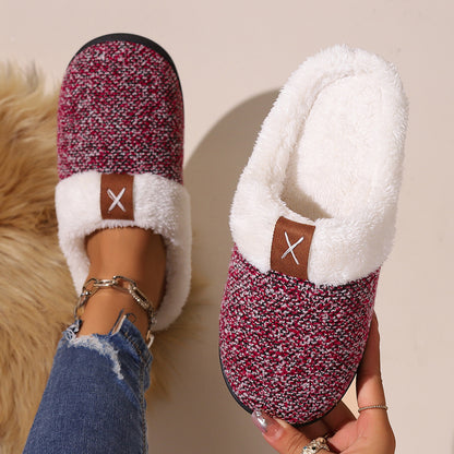 Winter Plush Slippers Fashion Thick Bottom Warm House Shoes For Women Men Indoor Bedroom Floor Slipper - GimmeWarehouse