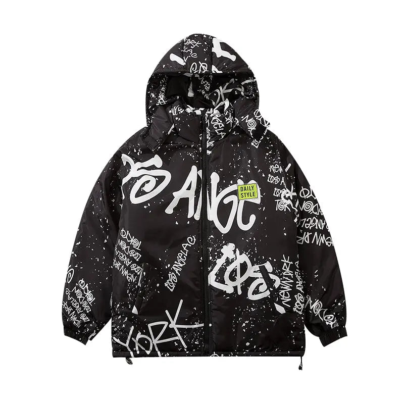 Winter Splash Ink Graffiti Padded Jacket Men Thicken - GimmeWarehouse