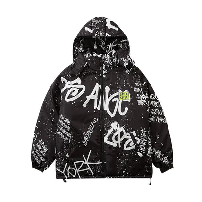 Winter Splash Ink Graffiti Padded Jacket Men Thicken - GimmeWarehouse