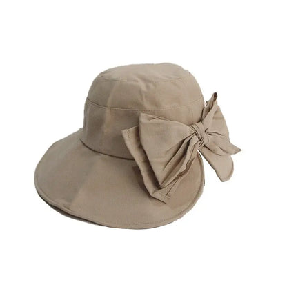 Spring and Autumn Bucket Hat Women's Back Slit Bow Korean Style Japanese Style New Look Small Sunlight Blocker for Summer Hat Fashion Gimme that