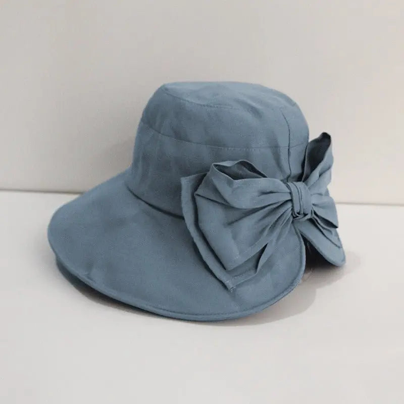 Spring and Autumn Bucket Hat Women's Back Slit Bow Korean Style Japanese Style New Look Small Sunlight Blocker for Summer Hat Fashion Gimme that