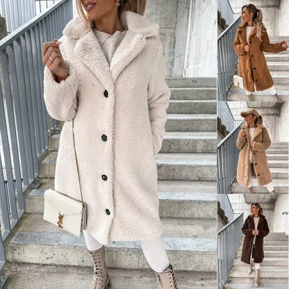 Autumn and Winter Women's Popular Wool Long Sleeve Lapel Wool Top Long Coat Gimme that