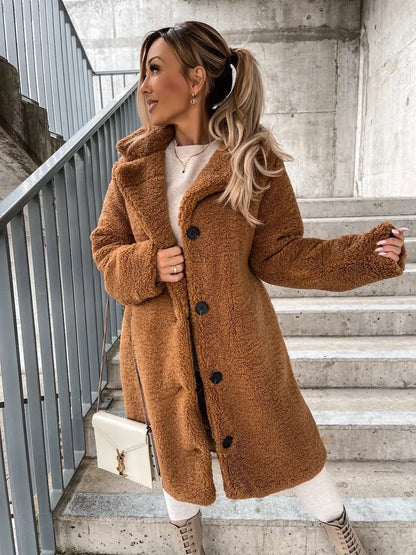 Autumn and Winter Women's Popular Wool Long Sleeve Lapel Wool Top Long Coat Gimme that