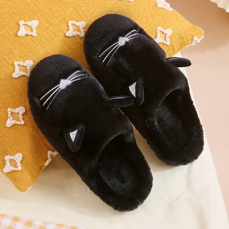 Winter New Coral Velvet Slippers Cartoon Cat Cotton Slippers Home Cotton Shoes Warm Slipper Gimme that