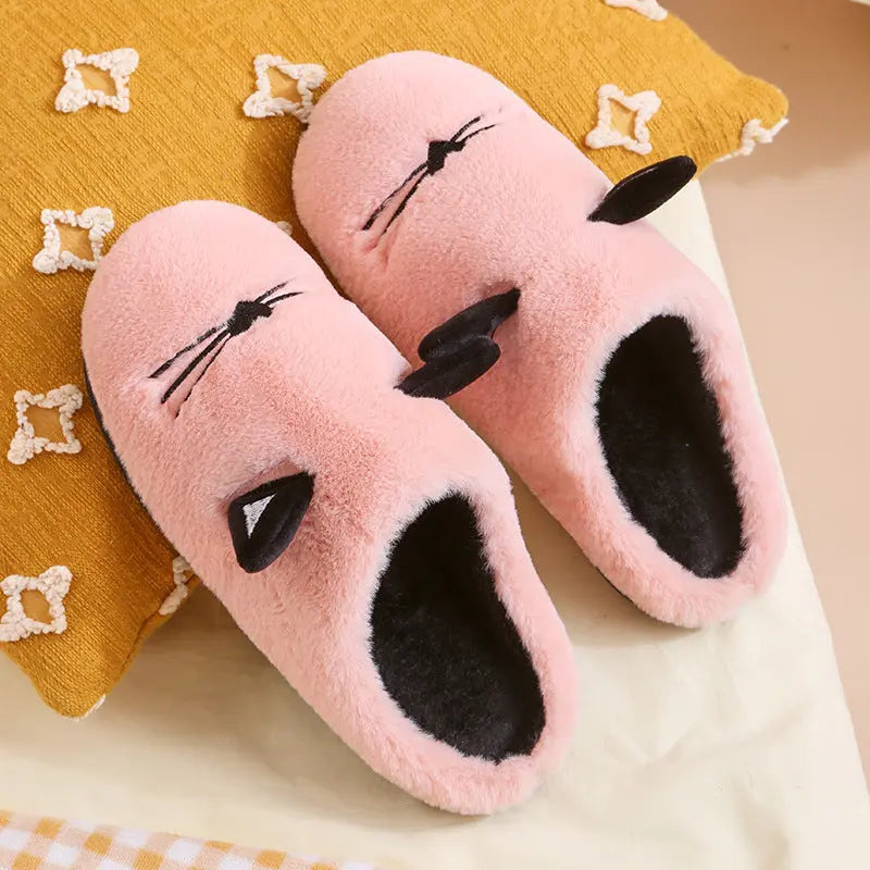 Winter New Coral Velvet Slippers Cartoon Cat Cotton Slippers Home Cotton Shoes Warm Slipper Gimme that