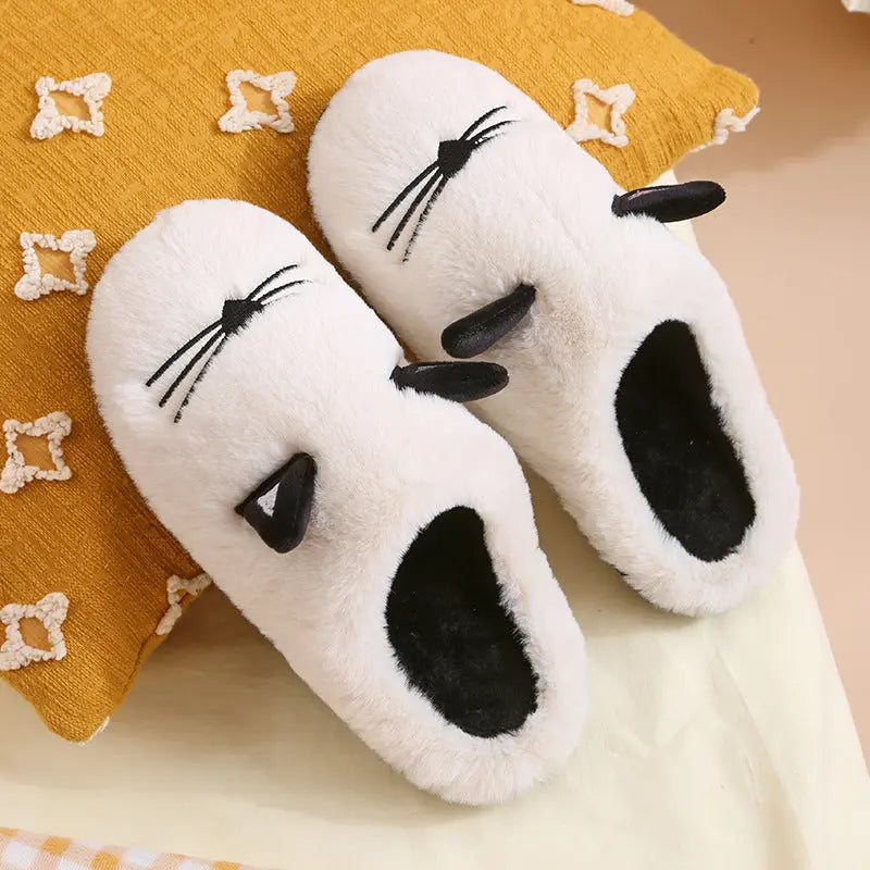 Winter New Coral Velvet Slippers Cartoon Cat Cotton Slippers Home Cotton Shoes Warm Slipper Gimme that