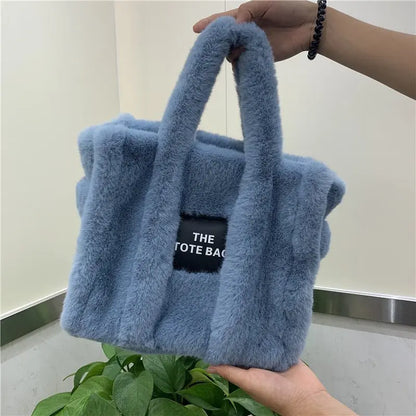 Autumn And Winter New Wool Like Plush Tote Bag High-Capacity Shopping Commuter Bag  Messenger Bag Women Gimme that