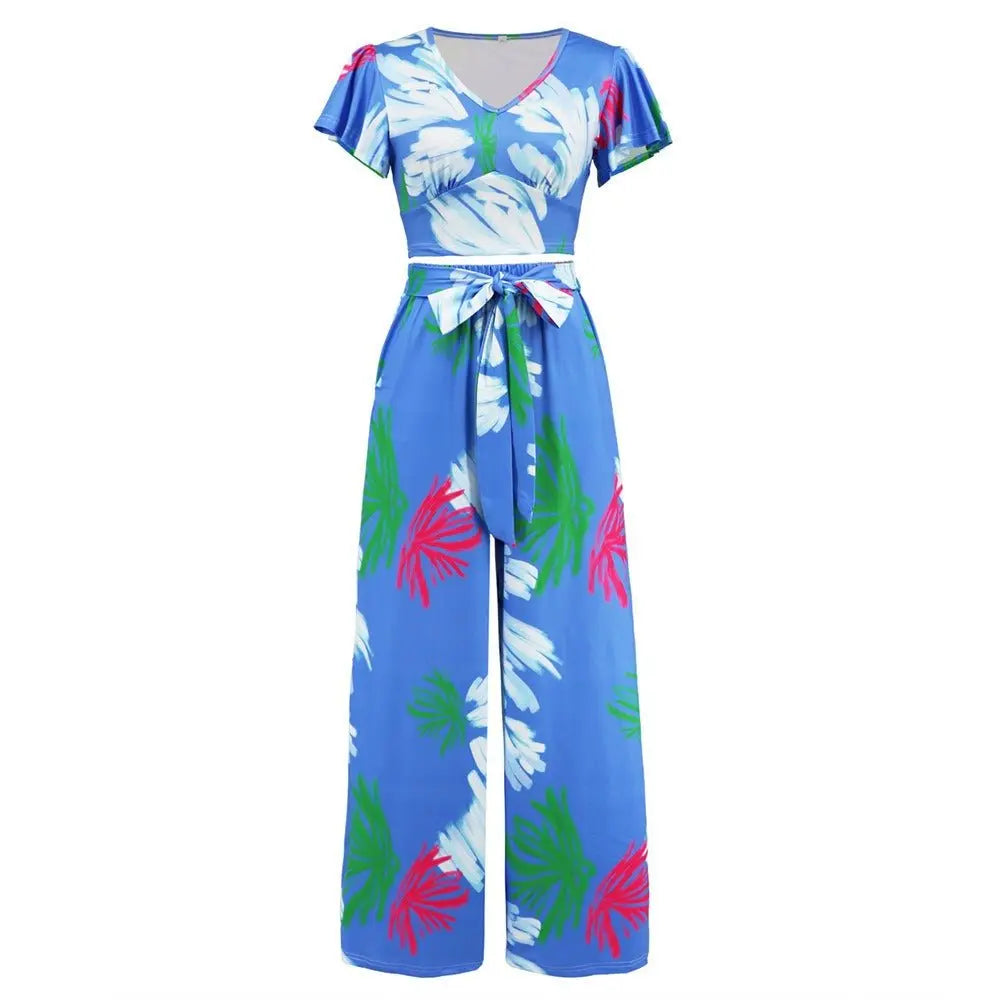 Summer New Women's Wide-Legged Pants Suit Lean Casual Temperament Skirt Pants Two-Piece Set Gimme that