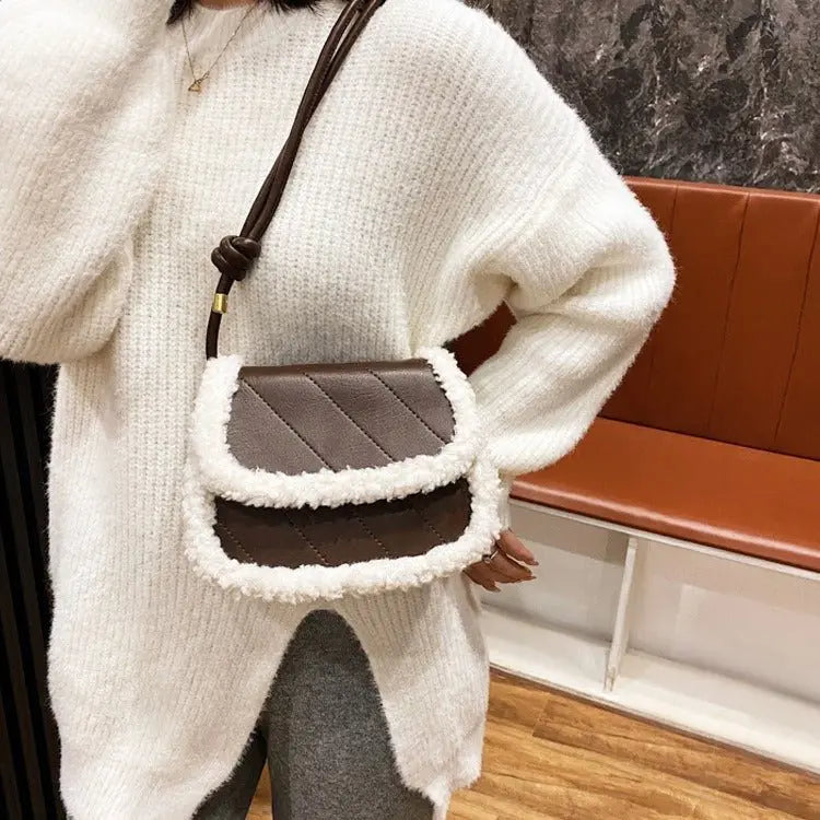 Autumn and Winter Lamb Plush Bag Women Cute Sweet Beauty Bag Small Versatile Shoulder Bag Fashion Crossbody Bag Gimme that