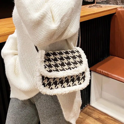 Autumn and Winter Lamb Plush Bag Women Cute Sweet Beauty Bag Small Versatile Shoulder Bag Fashion Crossbody Bag Gimme that