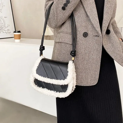 Autumn and Winter Lamb Plush Bag Women Cute Sweet Beauty Bag Small Versatile Shoulder Bag Fashion Crossbody Bag Gimme that