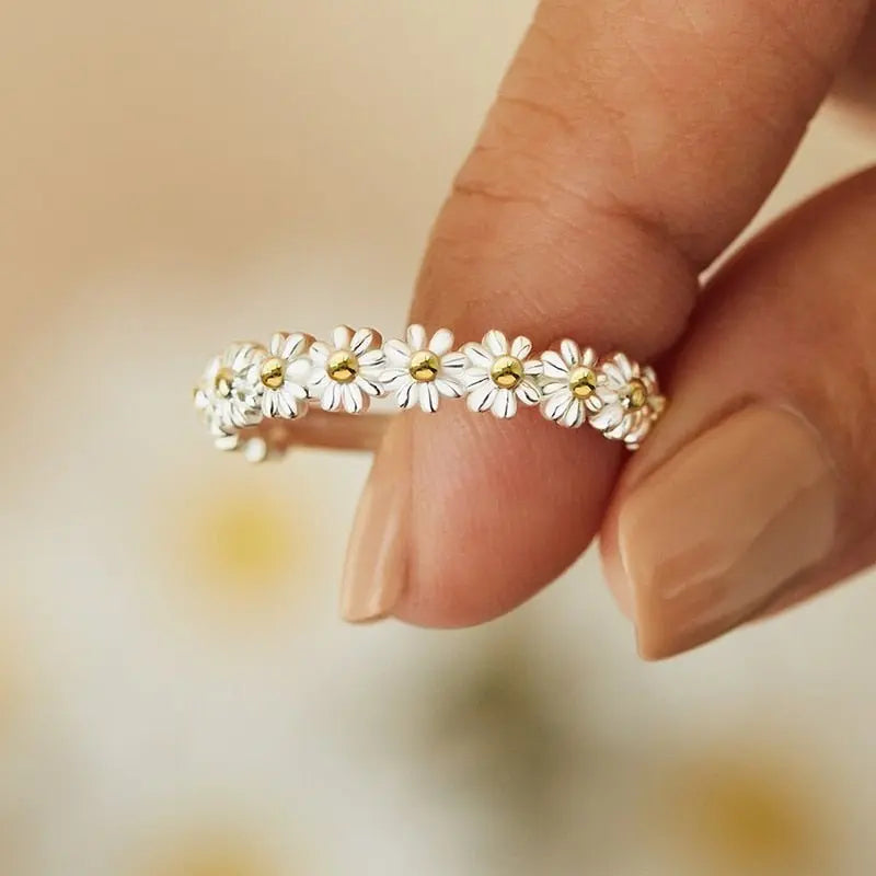 Womens Cute Flower Adjustable Open Cuff Ring - GimmeWarehouse