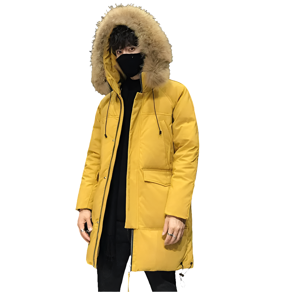 Men's (Fur Hood)Mid-Length Thick Padded Winter Coat