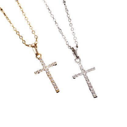 Crystal Jesus Cross Pendant Necklace For Men/Women