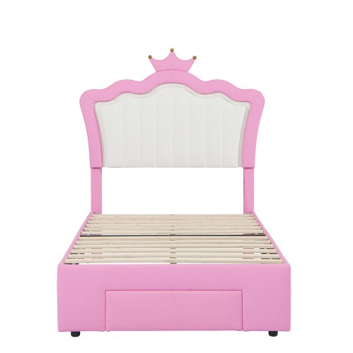 Twin Size Upholstered Bed Frame With LED Lights - Modern Princess Bed - DreamFurniture