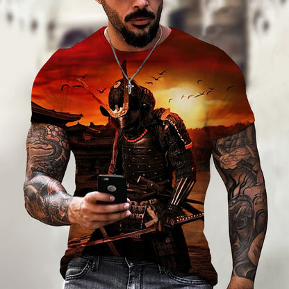 Men's Summer Trendy Ninja Printed Top Casual Short Sleeve C.j Dropshipping