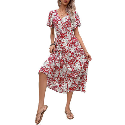 Women's Red Print Warm Temp Dress - Gimme That