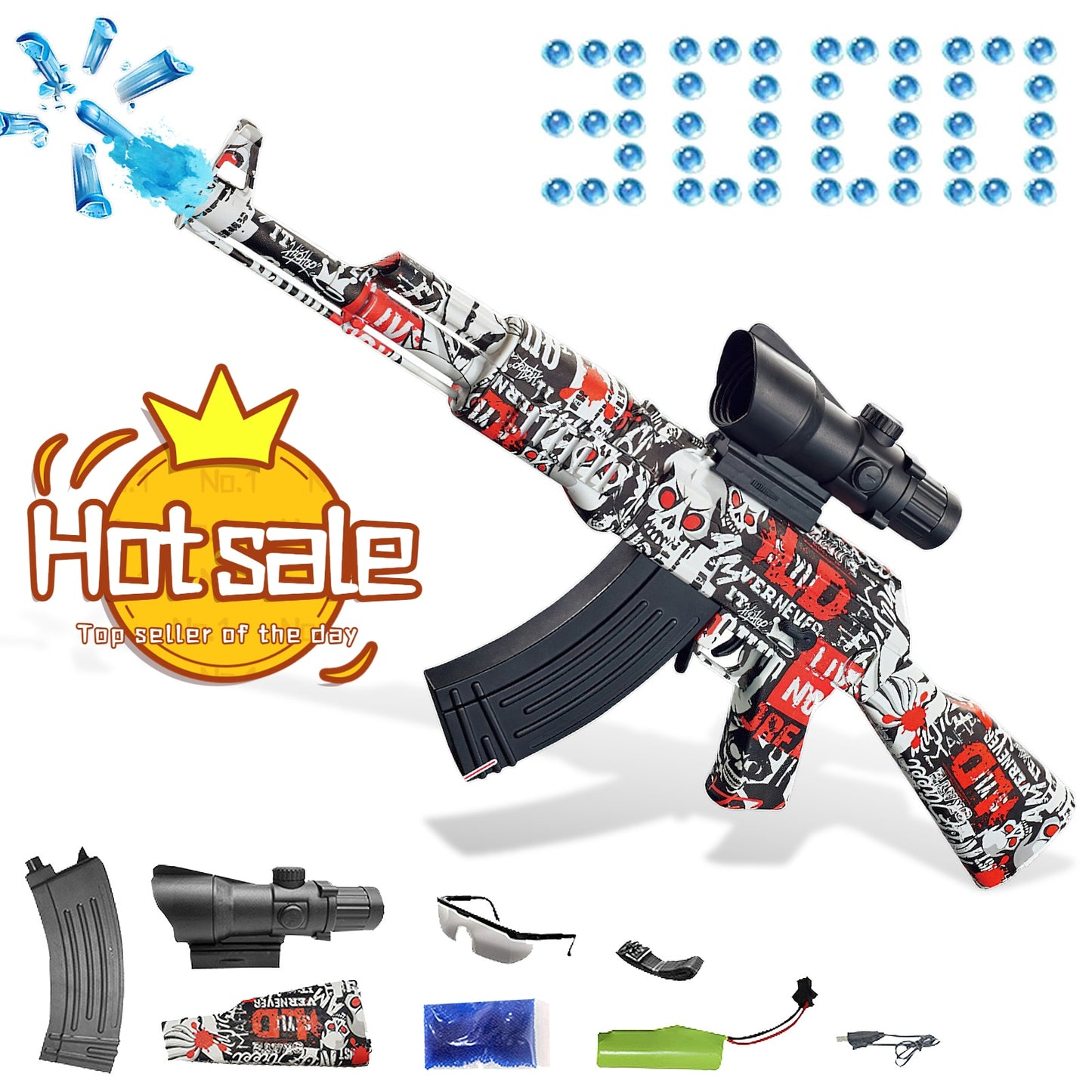 AK47 Gel Blaster Gun Toy Gun Electric Burst Gel Water Bomb Gun - GimmeWarehouse