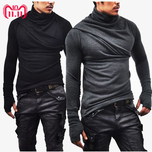 Autumn Spring Fashion streetwear Moletom Male Slim Fit Long Sleeve T-Shirt With Gloves Mens Cotton tshirts Motor Biker Tees Tops Gimme that