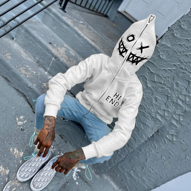 Full Zip Hip Hop Graphic Hooded Sweatshirt - GimmeWarehouse