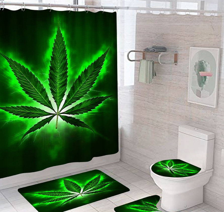 Hemp Leaf Shower Curtain Waterproof And Mildew Proof Copper Buttonhole Plastic Hook Gimme that