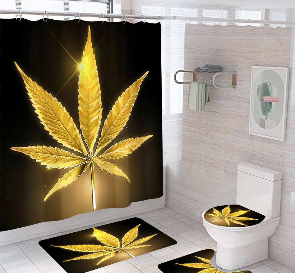 Hemp Leaf Shower Curtain Waterproof And Mildew Proof Copper Buttonhole Plastic Hook Gimme that