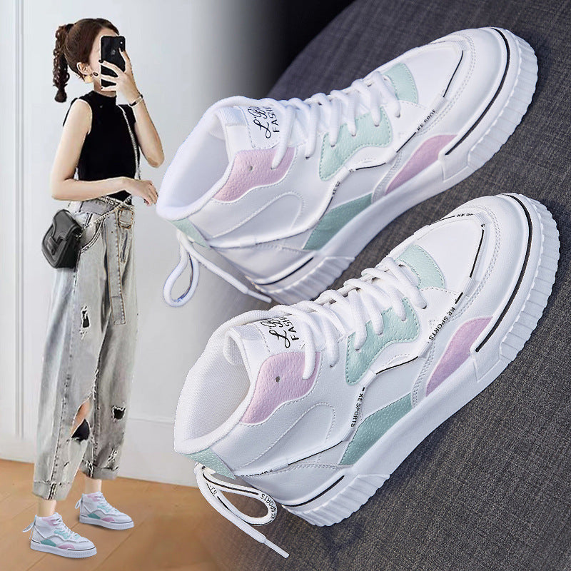 High Top White Shoes Women Flat Running Shoes Women - GimmeWarehouse