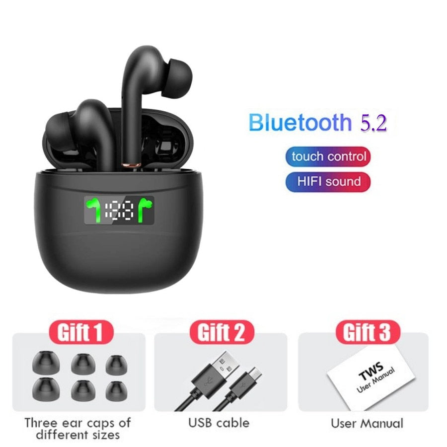 JUESSEN Bluetooth 5.0 IPX7 Waterproof LED Display Earbuds - GimmeWarehouse