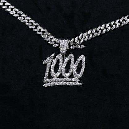 Men's And Women's Digital Diamond-encrusted 1000 Pendant Cuban Necklace Gimme that