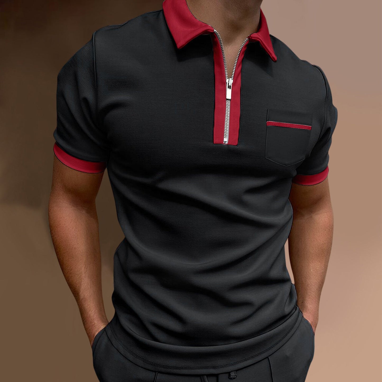 Men's Lapel Fashion Slim Pocket Men's T-Shirt POLO Shirt Gimme that