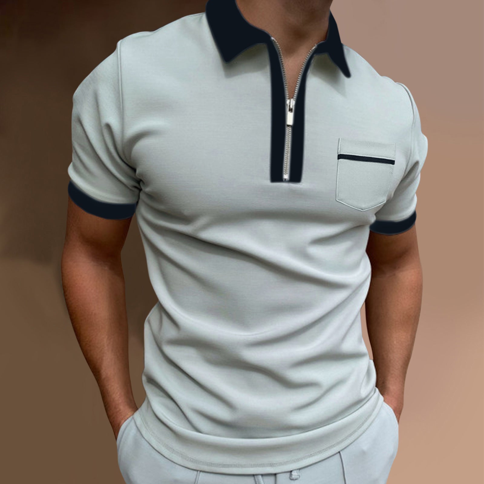 Men's Lapel Fashion Slim Pocket Men's T-Shirt POLO Shirt Gimme that