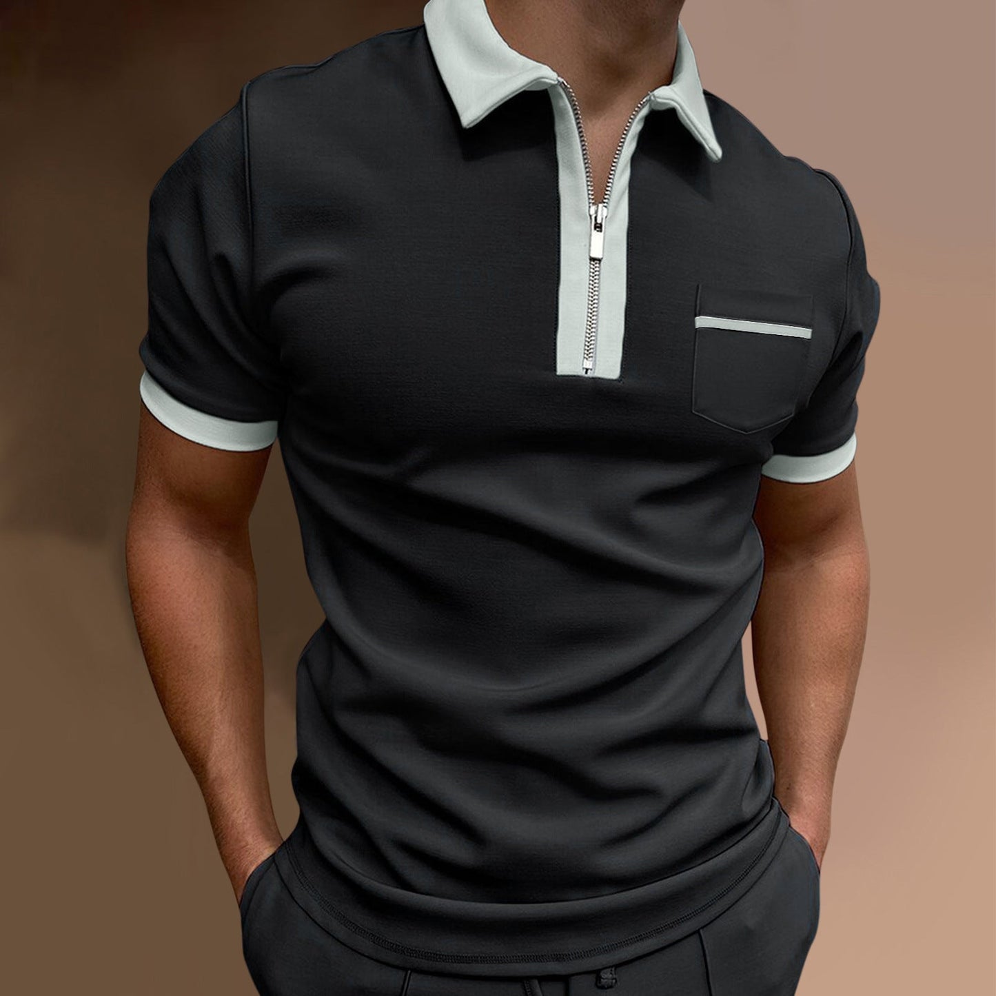 Men's Lapel Fashion Slim Pocket Men's T-Shirt POLO Shirt Gimme that