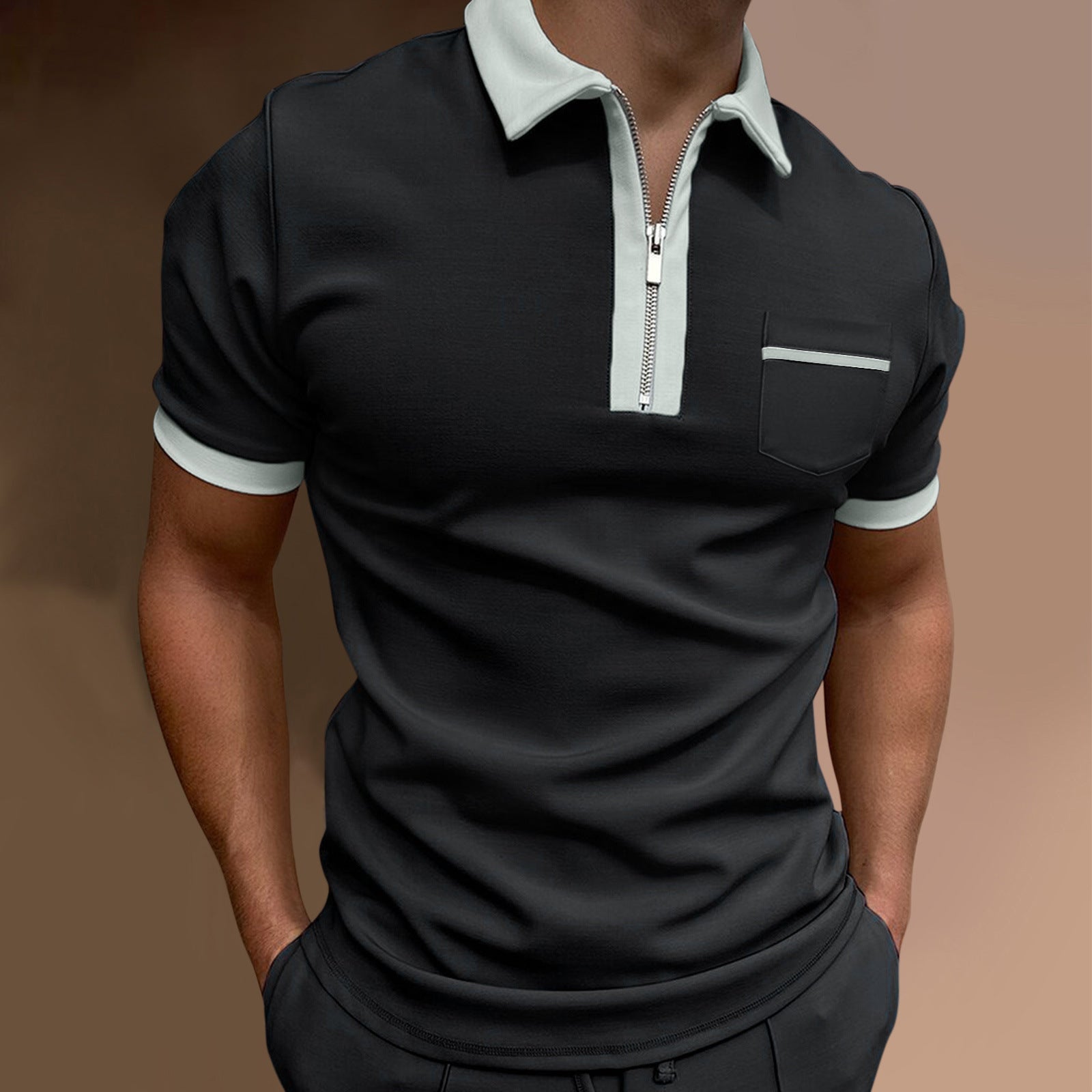 Men's Lapel Fashion Slim Pocket Men's T-Shirt POLO Shirt Gimme that